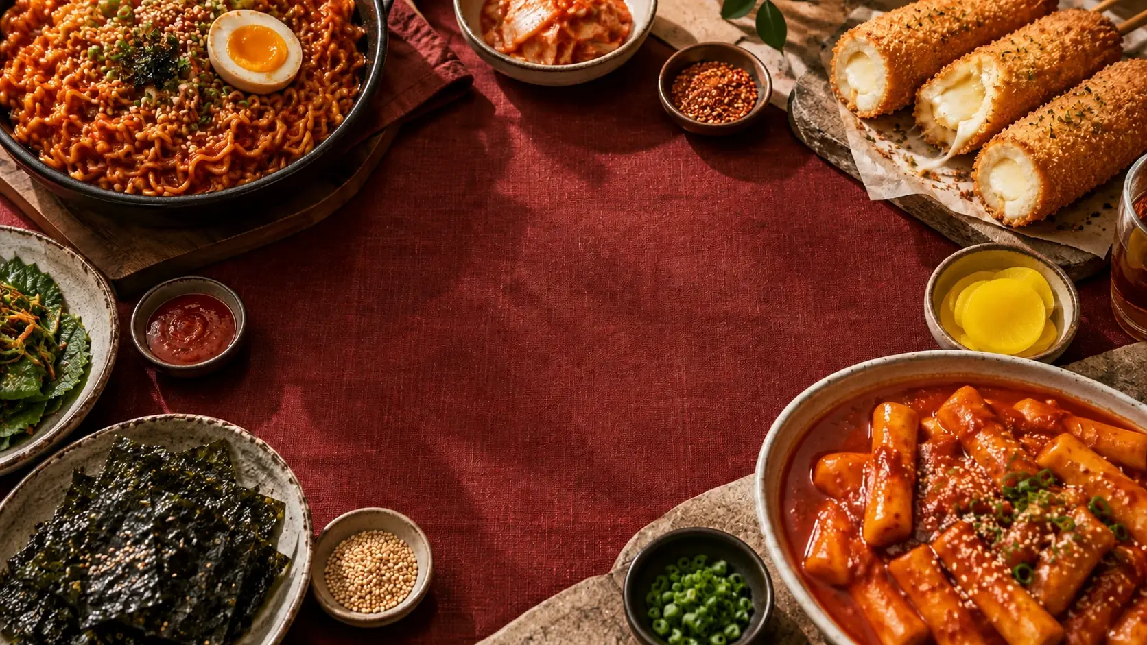 Korean food, prepared to share